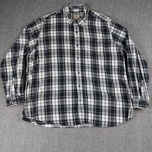 L.L. BEAN TRADITIONAL FIT MENS BLACK WHITE CLASSIC FLANNEL BUTTON DOWN SHIRT XXL